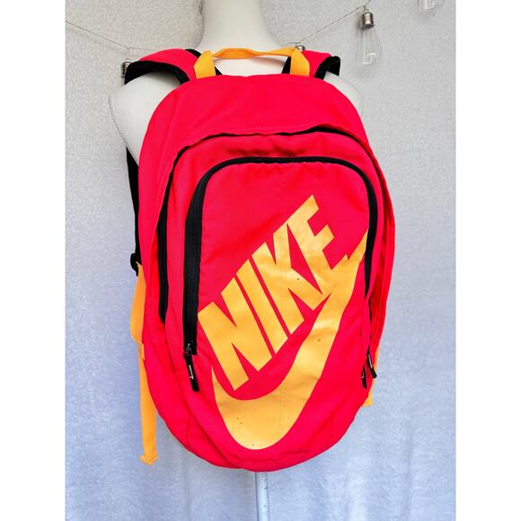 Nike Coral Orange Logo Multi Compartment Large Backpack Bag - Picture 1 of 11